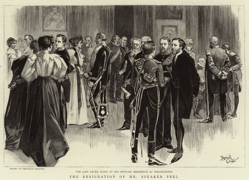 Le dimissioni del presidente della Camera Peel (incisione) da Reginald Thomas Cleaver