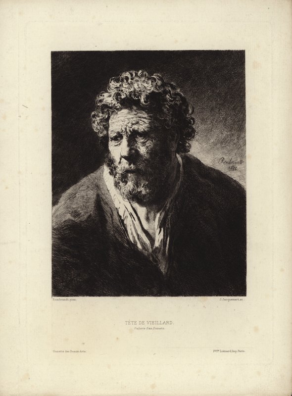 Tete de Viellard di Rembrandt Harmenszoon van Rijn. Inciso da Jules Jacquemart, 1877 da Rembrandt van Rijn