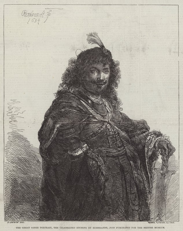 Il grande ritratto della sciabola, la celebre incisione da Rembrandt van Rijn