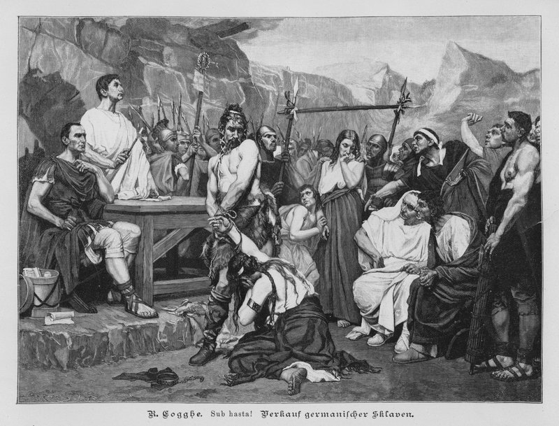 Vendita di schiavi germanici (incisione) da Remy Cogghe