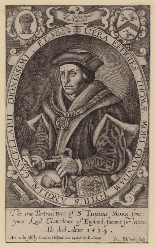 Sir Thomas More, avvocato, statista, filosofo e umanista inglese (incisione) da Renold (after) Elstrack
