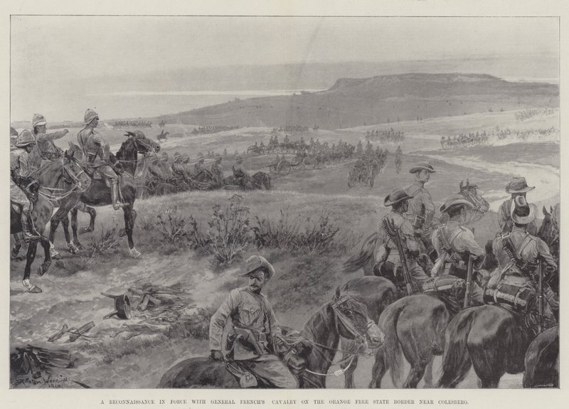 Una ricognizione in forza con la cavalleria del generale French al confine dello Stato Libero di Orange vicino a Colesberg da Richard Caton Woodville junior