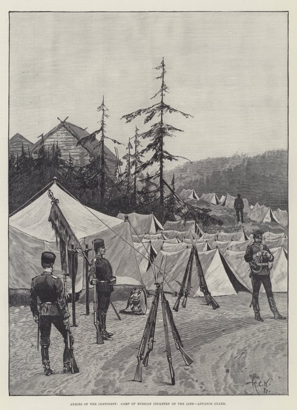 Eserciti del Continente, Campo di fanteria russa di linea, Guardia avanzata da Richard Caton Woodville junior