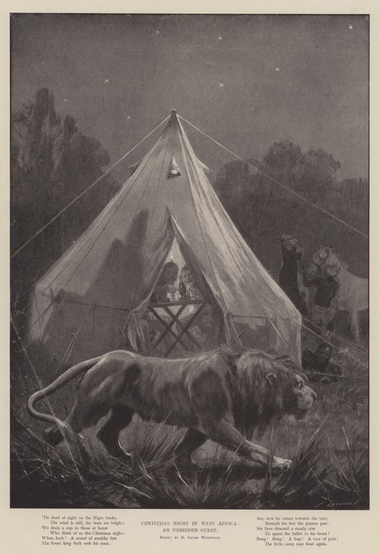 Notte di Natale in Africa occidentale, un ospite non invitato da Richard Caton Woodville junior
