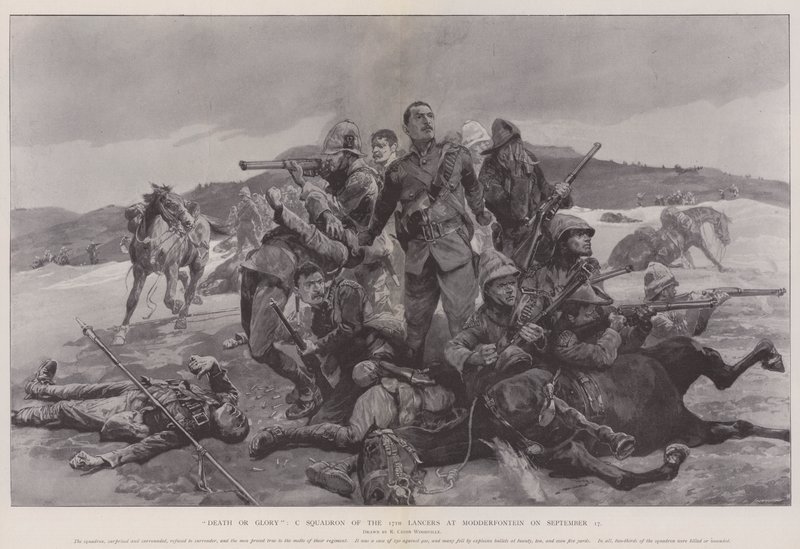 Morte o gloria, Squadrone C dei 17th Lancers a Modderfontein il 17 settembre da Richard Caton Woodville junior