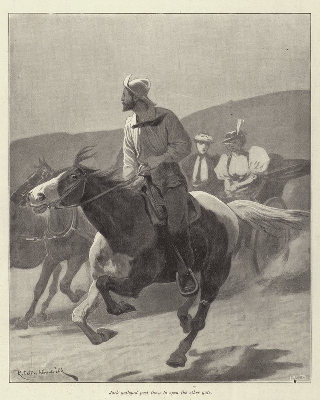 Illustrazione per Il coraggio di Pauline Camacho, di Morley Roberts da Richard Caton Woodville junior