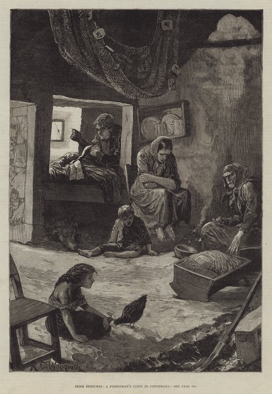 Schizzi irlandesi, una capanna di pescatori a Connemara da Richard Caton Woodville junior