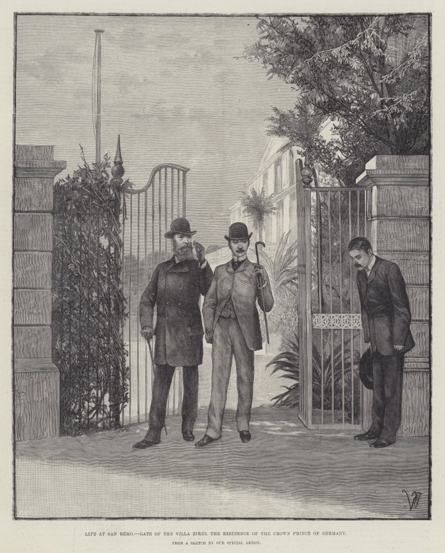 Vita a San Remo, cancello della Villa Zirio, residenza del principe ereditario di Germania da Richard Caton Woodville junior