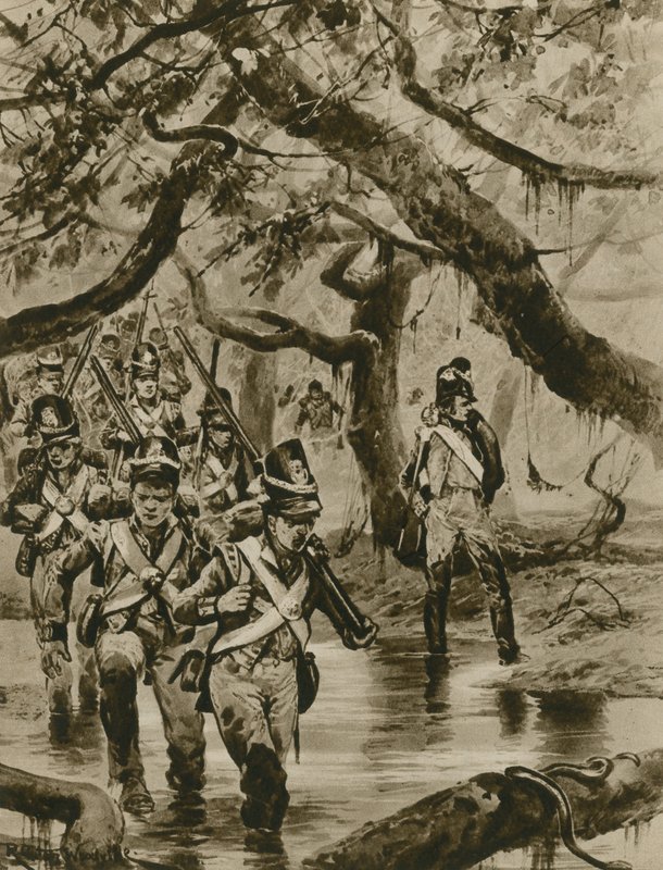 Marcia attraverso le paludi della Guyana Britannica da Richard Caton Woodville junior