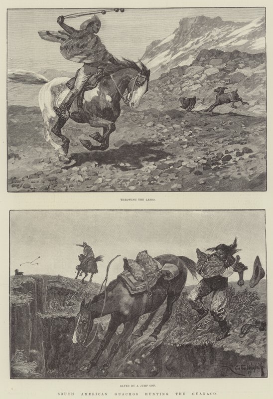 I gauchos sudamericani cacciano il guanaco da Richard Caton Woodville junior