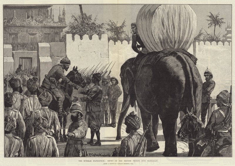 La spedizione in Birmania, ingresso delle truppe britanniche a Mandalay da Richard Caton Woodville junior