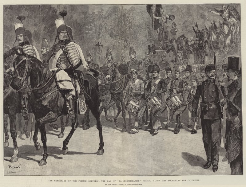 Il centenario della Repubblica Francese, il carro della Marsigliese che passa lungo il Boulevard des Capucines da Richard Caton Woodville junior