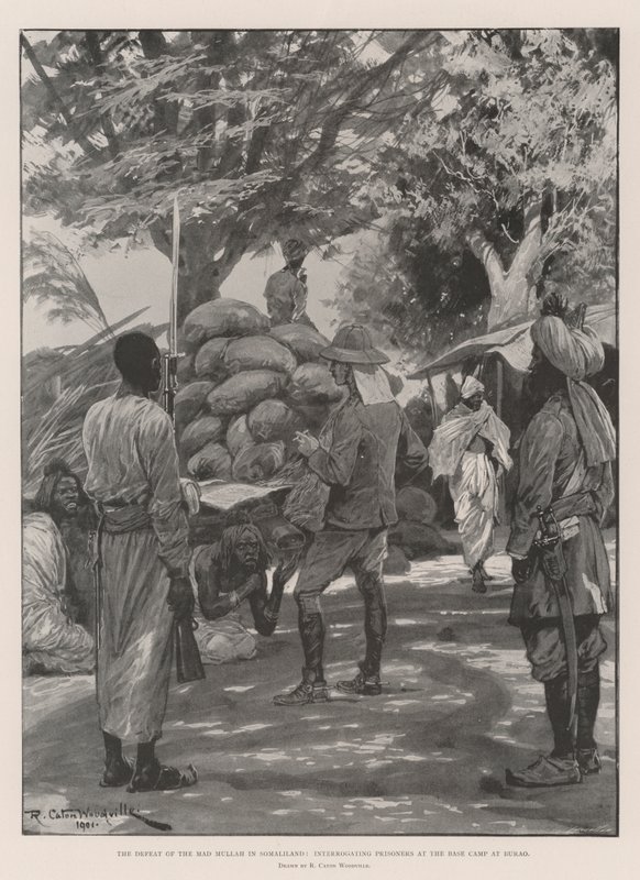 La Sconfitta del Mad Mullah in Somaliland, interrogatorio dei Prigionieri al Campo Base di Burao da Richard Caton Woodville junior