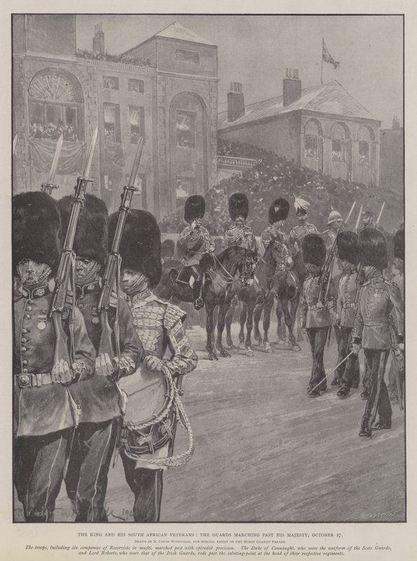 Il re e i suoi veterani sudafricani, le guardie che sfilano davanti a Sua Maestà, 27 ottobre da Richard Caton Woodville junior