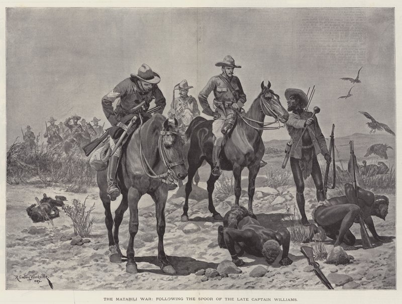 La guerra dei Matabili, seguendo le tracce del defunto capitano Williams da Richard Caton Woodville junior
