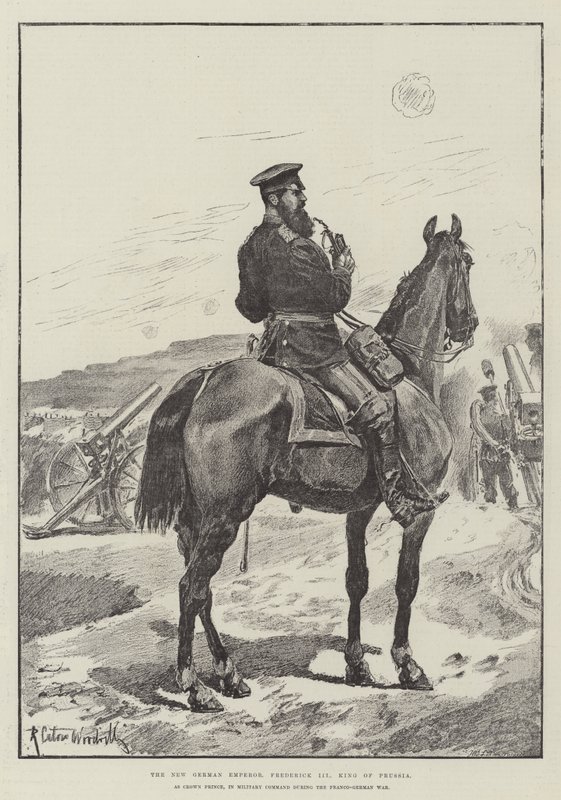 Il nuovo imperatore tedesco, Federico III, re di Prussia, come principe ereditario, in comando militare durante la guerra franco-tedesca da Richard Caton Woodville junior