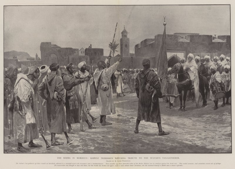 La rivolta in Marocco, tribù Kabyle che rifiutano il tributo al riscossore delle tasse del Sultano da Richard Caton Woodville junior