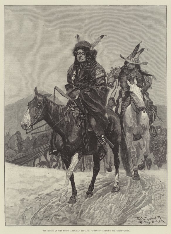 La rivolta degli indiani nordamericani, i coraggiosi lasciano la riserva da Richard Caton Woodville junior