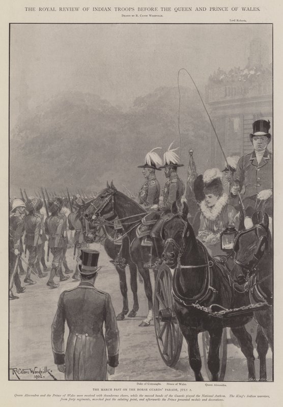 La revisione reale delle truppe indiane davanti alla regina e al principe di Galles da Richard Caton Woodville junior