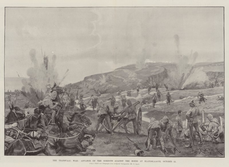 La guerra del Transvaal, avanzata dei Gordons contro i Boeri a Elandslaagte, 21 ottobre da Richard Caton Woodville junior