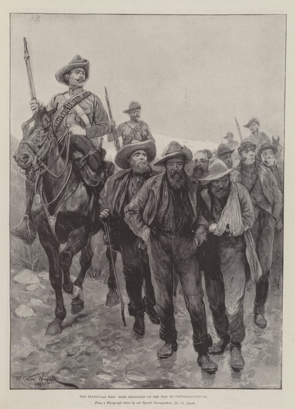 La guerra del Transvaal, prigionieri boeri in viaggio verso Pietermaritzburg da Richard Caton Woodville junior
