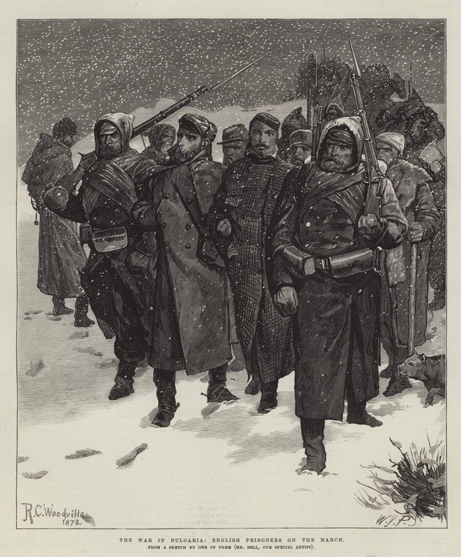 La guerra in Bulgaria, prigionieri inglesi in marcia da Richard Caton Woodville junior