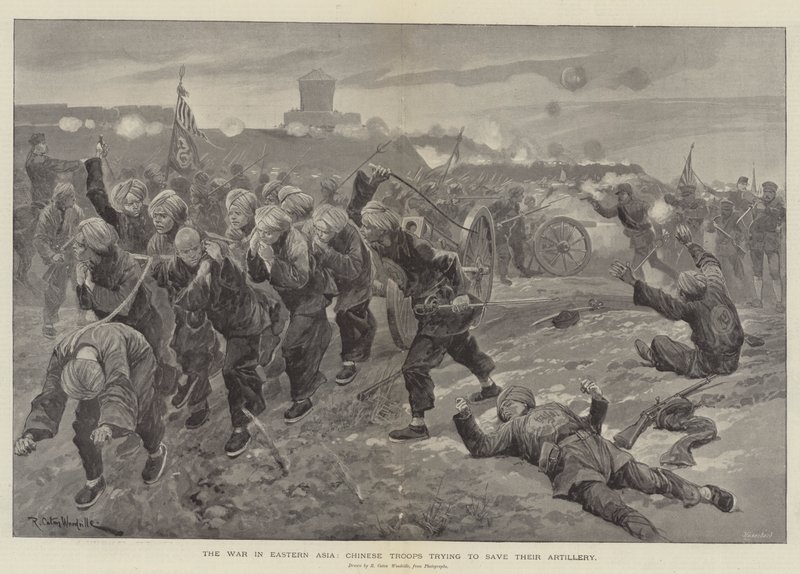 La guerra in Asia orientale, truppe cinesi che cercano di salvare la loro artiglieria da Richard Caton Woodville junior