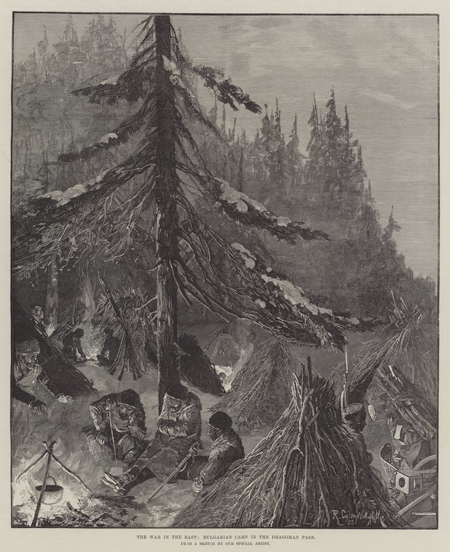 La guerra in Oriente, campo bulgaro nel Passo di Dragoman da Richard Caton Woodville junior