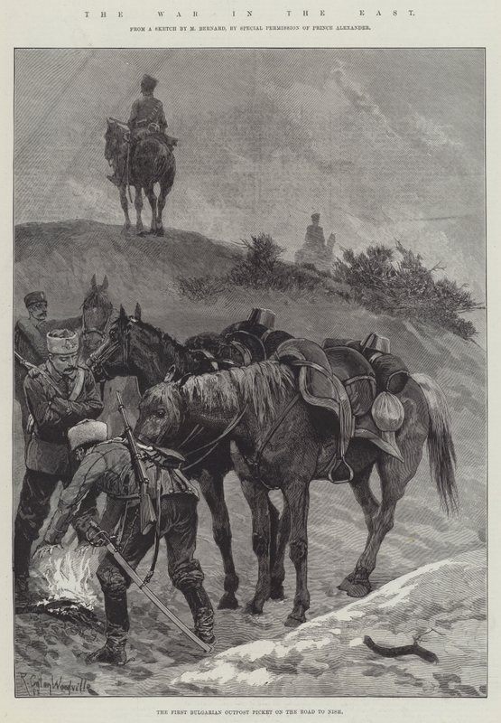 La guerra in Oriente, il primo avamposto bulgaro sulla strada per Nish da Richard Caton Woodville junior