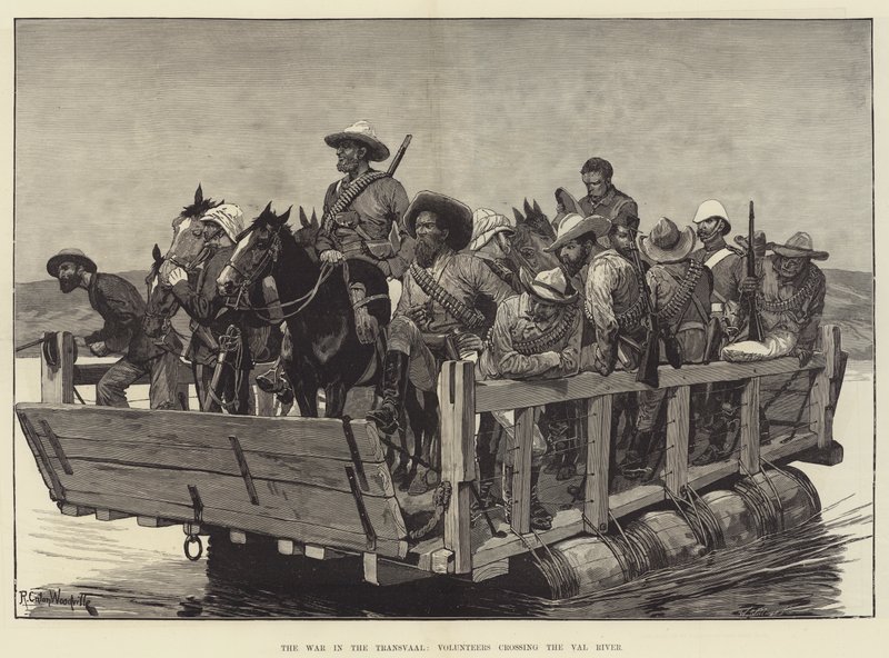 La guerra nel Transvaal, volontari che attraversano il fiume Val da Richard Caton Woodville junior