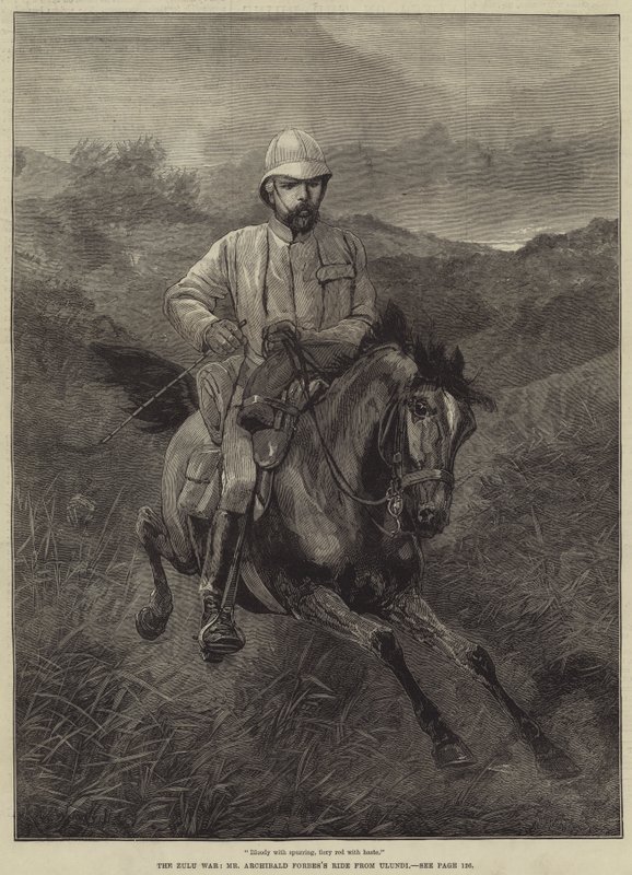 La guerra Zulu, la corsa di Mr Archibald Forbes da Ulundi da Richard Caton Woodville junior