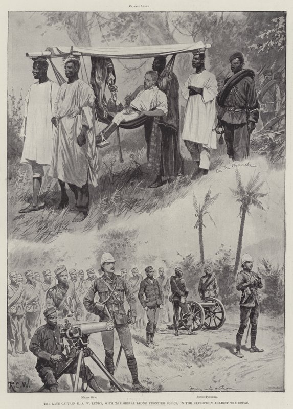 Il defunto Capitano E A W Lendy, con la Polizia di Frontiera della Sierra Leone, nella spedizione contro i Sofas da Richard Caton Woodville junior