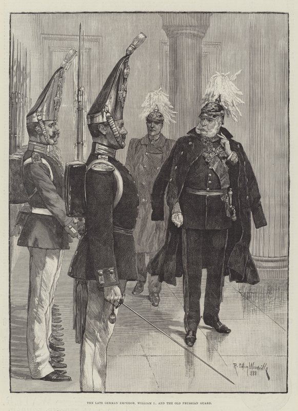 Il defunto imperatore tedesco, Guglielmo I, e la vecchia guardia prussiana da Richard Caton Woodville junior