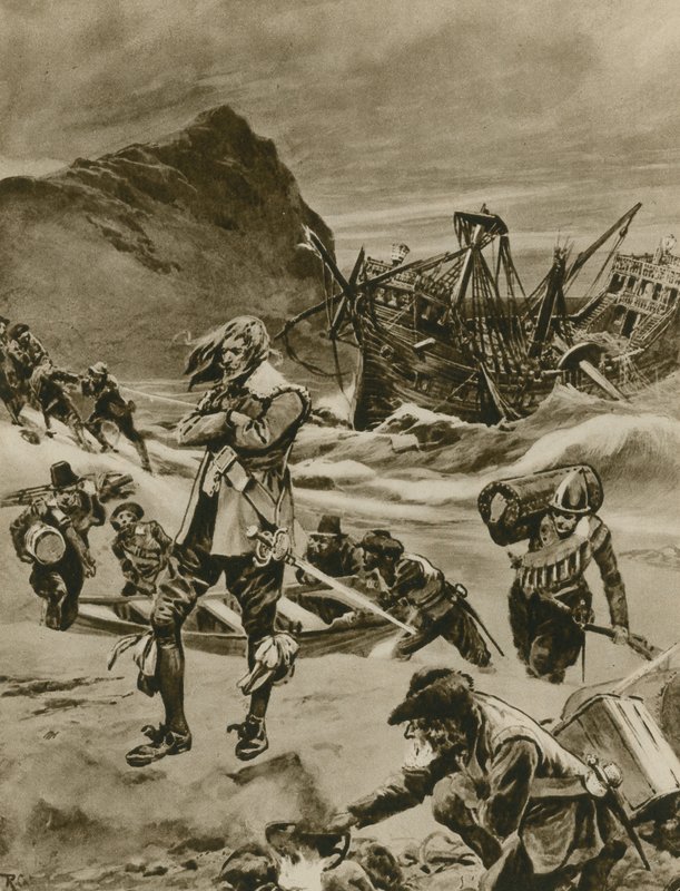 Il naufragio che diede alla Gran Bretagna le Bermuda (incisione) da Richard Caton Woodville junior