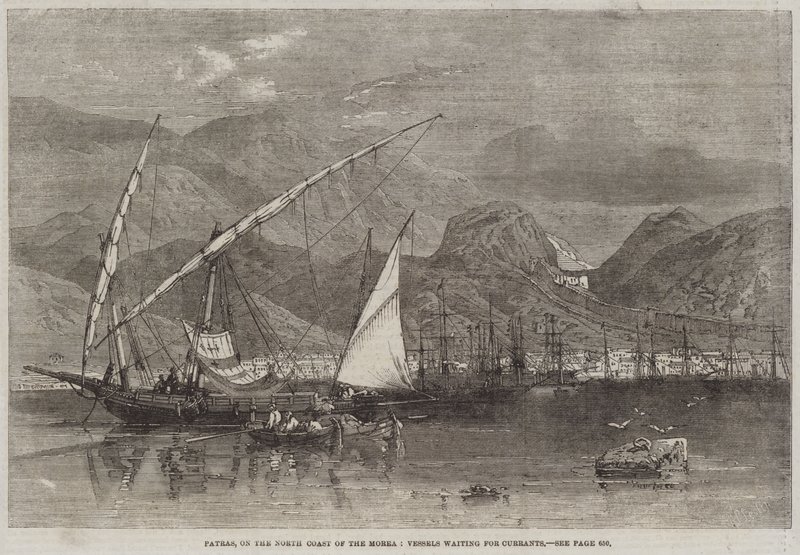 Patrasso, sulla costa nord del Morea, navi in attesa di uva passa da Richard Principal Leitch
