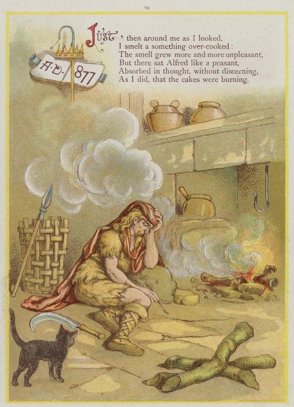 Pagina da Upstream di Richard Andre, Re Alfredo e le torte (litografia a colori) da Richard Andre