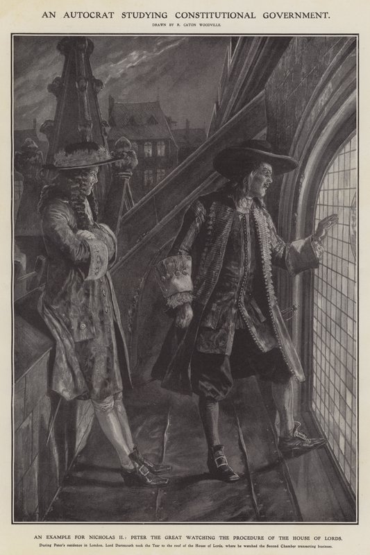 Un autocrate che studia il governo costituzionale da Richard Caton II (after) Woodville