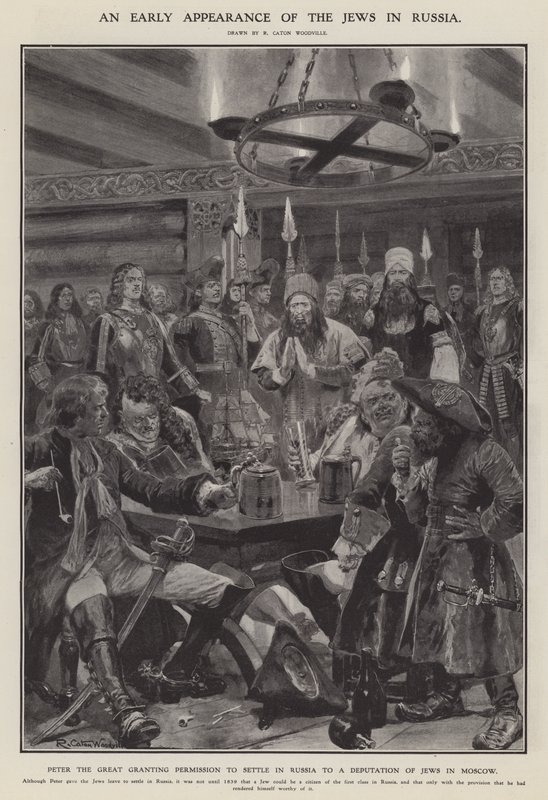 Una delle prime apparizioni degli ebrei in Russia (litografia) da Richard Caton II (after) Woodville