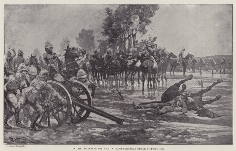 Nel Distretto di Colesberg, una ricognizione sotto difficoltà (litografia) da Richard Caton II (after) Woodville