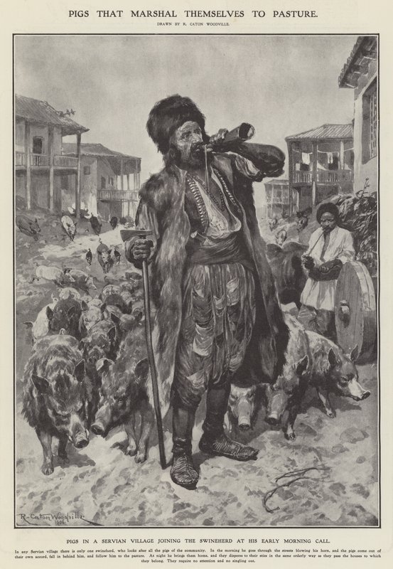 Maiali che si dirigono al pascolo da Richard Caton II (after) Woodville