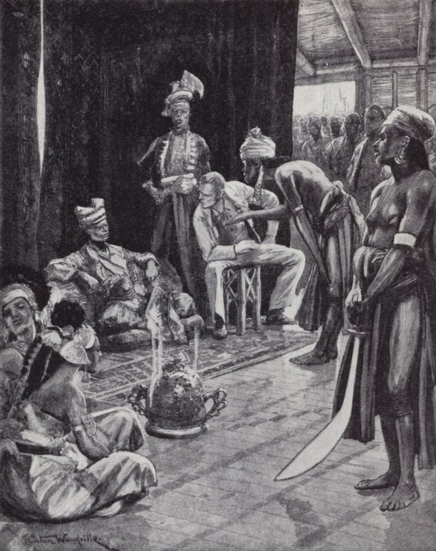 Sir James Brooke che negozia un trattato con il Sultano del Brunei per stabilire una colonia britannica nel Borneo da Richard Caton II (after) Woodville