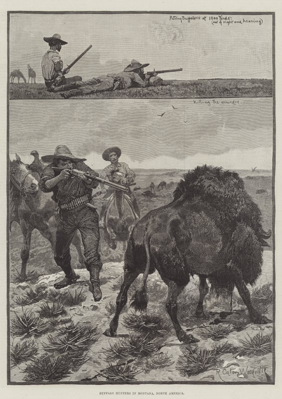Cacciatori di bufali in Montana, Nord America da Richard Caton Woodville junior