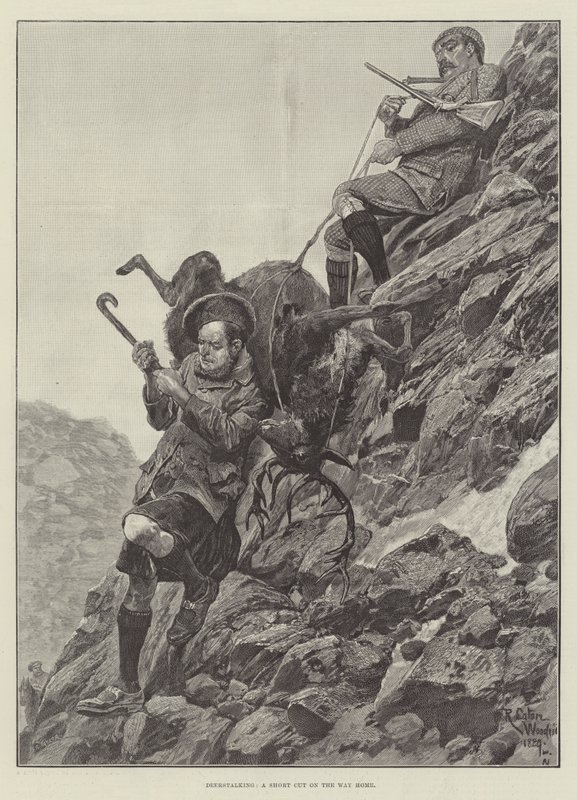 Caccia al cervo, una scorciatoia sulla via del ritorno da Richard Caton Woodville junior