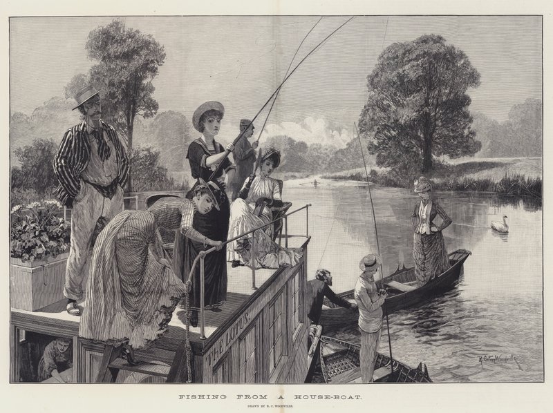 Pesca da una casa galleggiante da Richard Caton Woodville junior