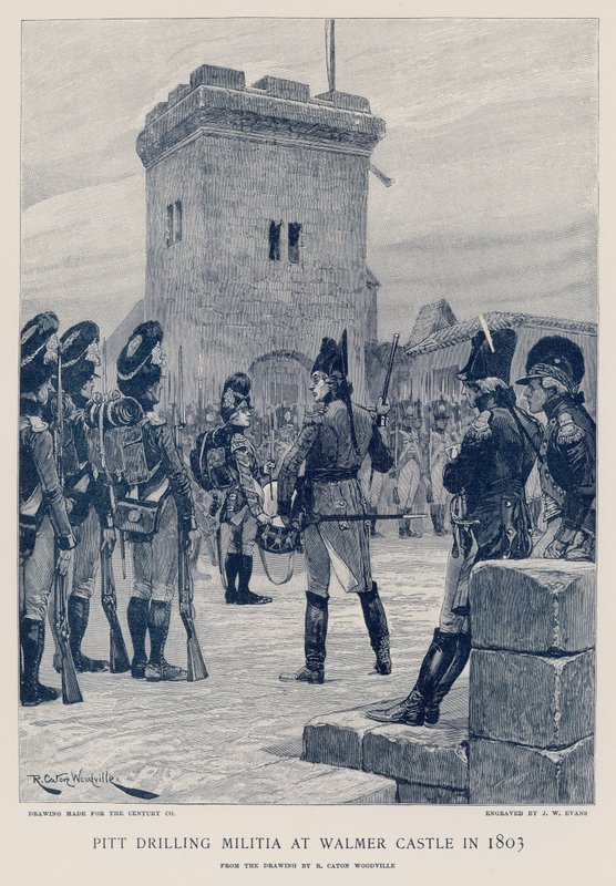 Pitt che addestra la milizia al Castello di Walmer nel 1803 da Richard Caton Woodville junior