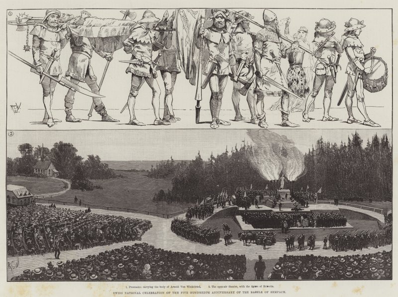 Celebrazione nazionale svizzera del cinquecentesimo anniversario della battaglia di Sempach da Richard Caton Woodville junior