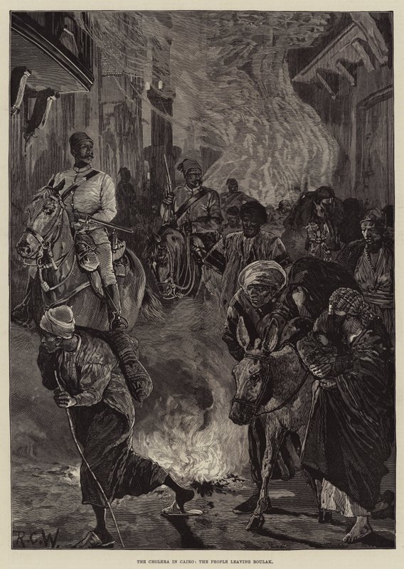 Il colera al Cairo, la gente che lascia Boulak da Richard Caton Woodville junior