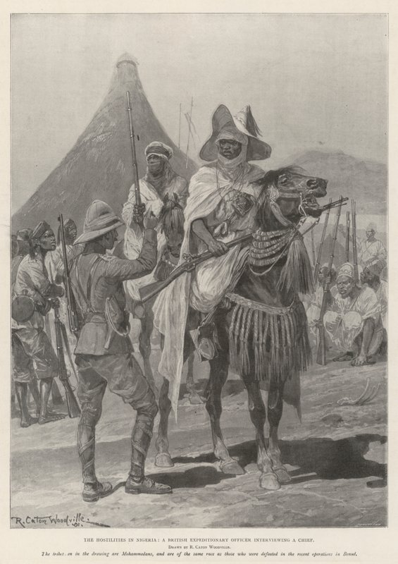 Le Ostilità in Nigeria, un Ufficiale della Spedizione Britannica che intervista un Capo da Richard Caton Woodville junior