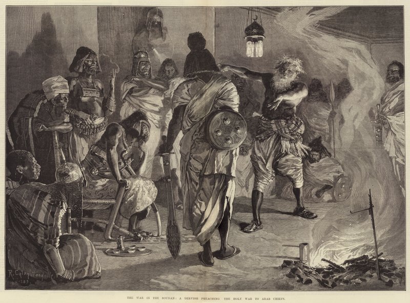 La guerra nel Sudan, un derviscio predica la guerra santa ai capi arabi da Richard Caton Woodville junior