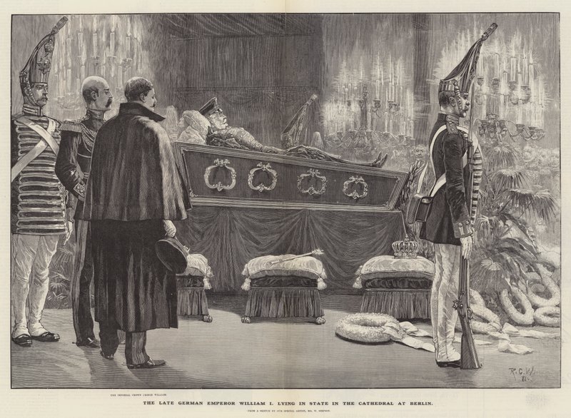 Il defunto Imperatore Tedesco Guglielmo I in stato nella Cattedrale di Berlino da Richard Caton Woodville junior